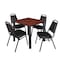 Kee Kee Square Table & Chair Set, Wood, Metal, Vinyl Top, Cherry TB3030CHBPBK29BK - alternate 1